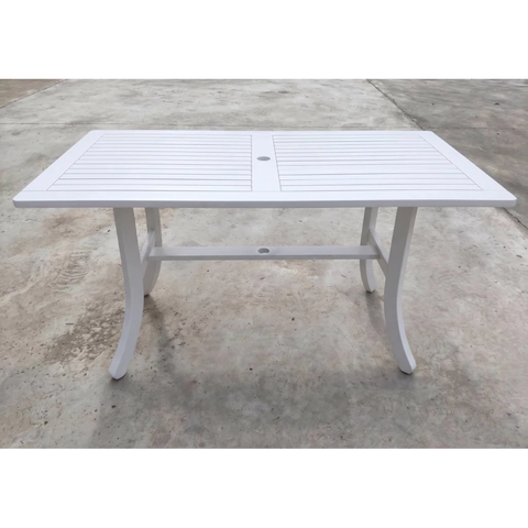 BÀN ĂN ATLANTIC GỖ TRÀM FSC V1337, KT 150 × 80 × 74 CM – SƠN TRẮNG | CÓ LỖ CẮM DÙ | KHO ĐỒ GỖ 49