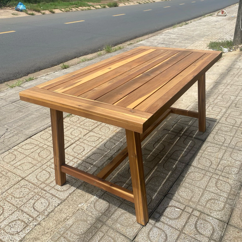 Bàn Ăn Miami Gỗ Tràm FSC V1821 Ngoài Trời – Chân Chữ A Có Thanh Giằng