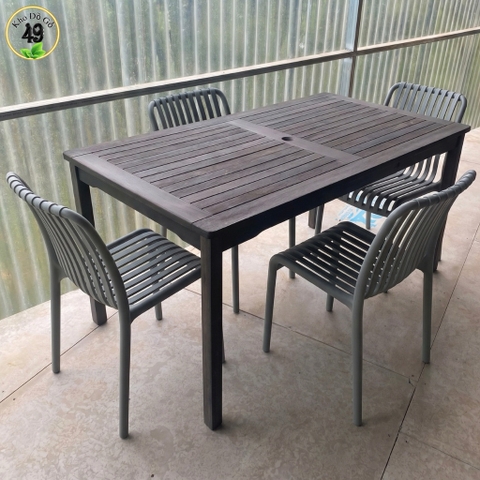 BÀN ĂN SIESTA V1927 GỖ TRÀM FSC, KT 150 × 80 × 74 CM – LAY XÁM | CÓ LỖ CẮM DÙ | KHO ĐỒ GỖ 49