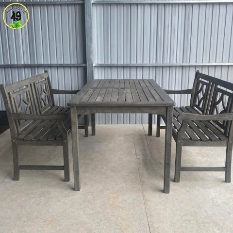 BÀN ĂN SIESTA V1927 GỖ TRÀM FSC, KT 150 × 80 × 74 CM – LAY XÁM | CÓ LỖ CẮM DÙ | KHO ĐỒ GỖ 49