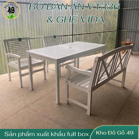 Ghế gỗ sân vườn VIDA thanh lý, cà phê, ban công dùng được cả trong nhà và ngoài trời hàng Việt Nam Xuất Khẩu