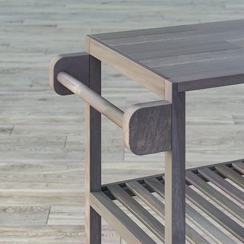 KỆ ĐẨY NHÀ BẾP GỖ ACACIA 3 TẦNG CÓ BÁNH XE – KHO ĐỒ GỖ 49 | XE ĐẨY ĐA NĂNG 674784- MÀU DUST GREY