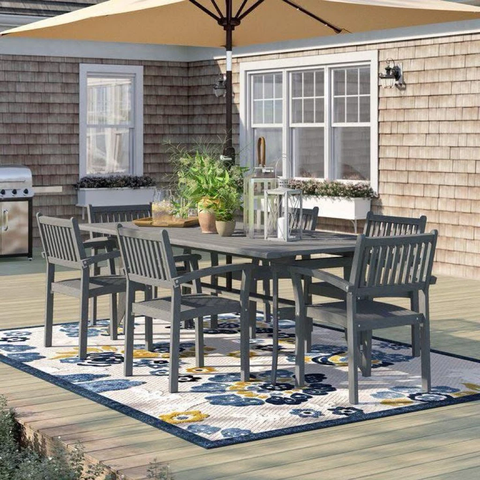BÀN ĂN ATLANTIC GỖ TRÀM FSC V1300, KT 150 × 80 × 74 CM – LAY XÁM | CÓ LỖ CẮM DÙ | KHO ĐỒ GỖ 49