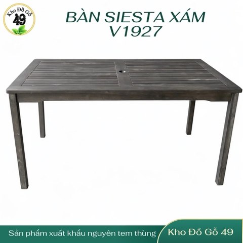 BÀN ĂN SIESTA V1927 GỖ TRÀM FSC, KT 150 × 80 × 74 CM – LAY XÁM | CÓ LỖ CẮM DÙ | KHO ĐỒ GỖ 49