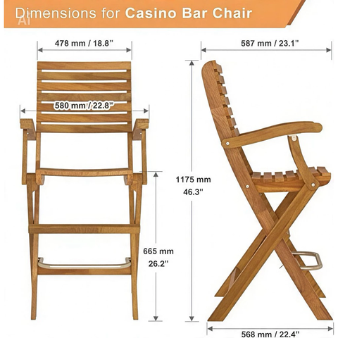GHẾ QUẦY BAR GỖ CASINO 669773 ACACIA CAO CẤP – GẤP GỌN, SANG TRỌNG CHO QUẦY BAR & KHÔNG GIAN NGOÀI TRỜI