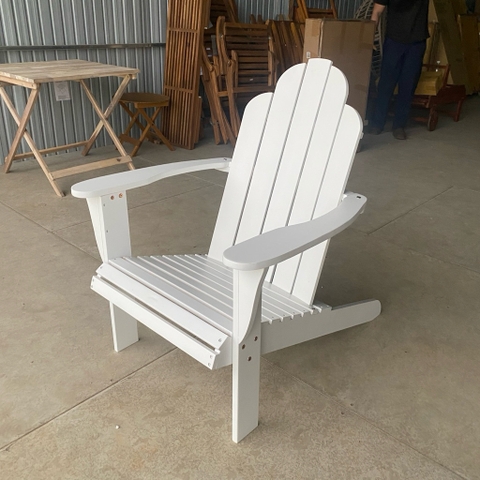 Ghế Adirondack - Silla gỗ tràm sơn trắng - ghế gỗ thư giãn sân vườn, ban công, hồ bơi