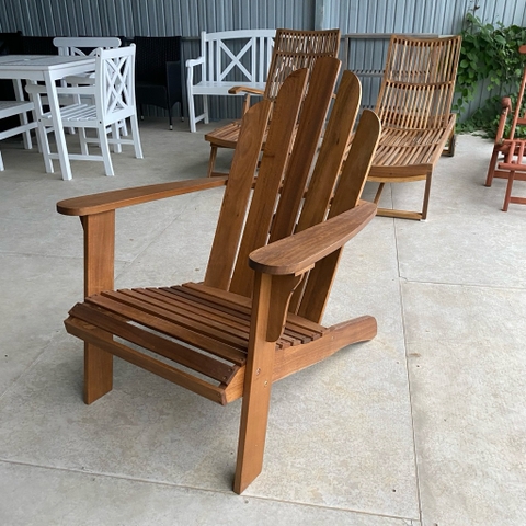 Ghế Adirondack - Silla gỗ tràm sơn đỏ - ghế gỗ thư giãn sân vườn, ban công, hồ bơi