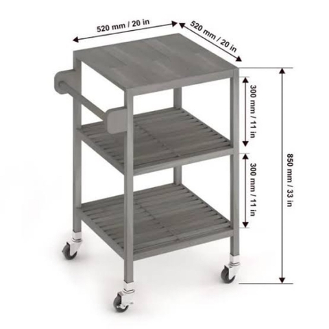 KỆ GỖ SQUARE ORGANIC WHITE 674838/ KỆ ĐA NĂNG CÓ BÁNH XE DI ĐỘNG CỠ LỚN– KỆ ĐẨY TRÀ, CAFE, BBQ SÂN VƯỜN