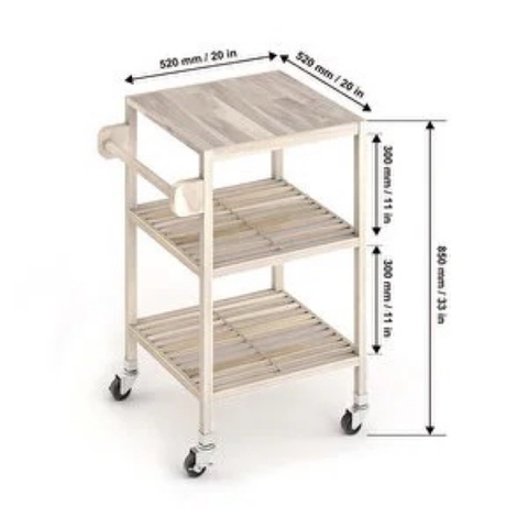 KỆ GỖ SQUARE GOLDEN TEAK 674807/ KỆ ĐA NĂNG CÓ BÁNH XE DI ĐỘNG CỠ LỚN– KỆ ĐẨY TRÀ, CAFE, BBQ SÂN VƯỜN