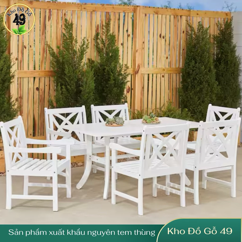 Ghế Ngoài Trời Bradley V1601 Arm Chair – Ghế Gỗ Tự Nhiên Acacia, Chống Mốc Mọt, Bền Đẹp – Màu Trắng Eco-Friendly
