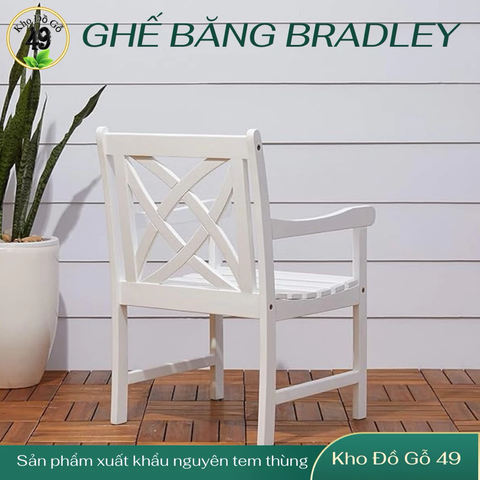 Ghế Ngoài Trời Bradley V1601 Arm Chair – Ghế Gỗ Tự Nhiên Acacia, Chống Mốc Mọt, Bền Đẹp – Màu Trắng Eco-Friendly