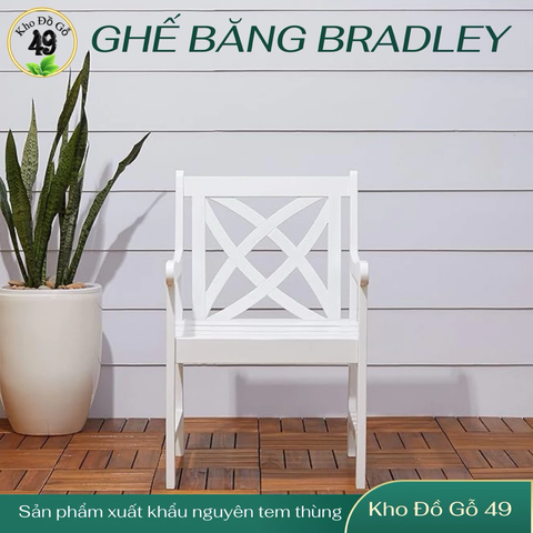Ghế Ngoài Trời Bradley V1601 Arm Chair – Ghế Gỗ Tự Nhiên Acacia, Chống Mốc Mọt, Bền Đẹp – Màu Trắng Eco-Friendly