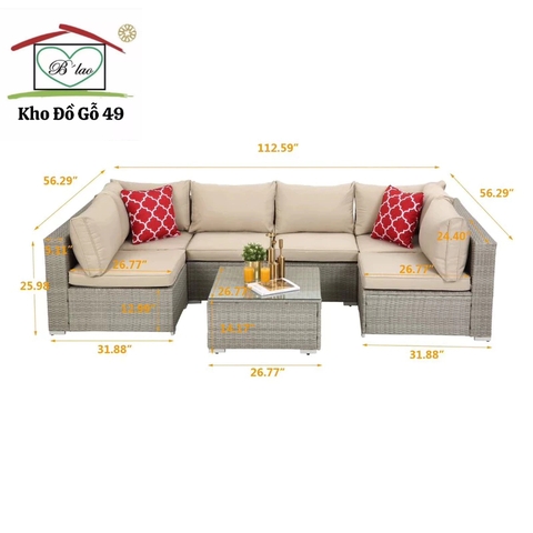 Bộ sofa Siesta Modul sân vườn, ngoài trời khung nhôm cao cấp- Patio Sofa
