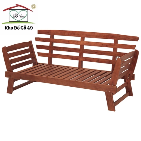[Ghế Daybed Gỗ Tự Nhiên Ngoài Trời – Điều Chỉnh Tay Tựa – Có Đệm – Phân Phối Chính Hãng bởi Kho Đồ Gỗ 49]