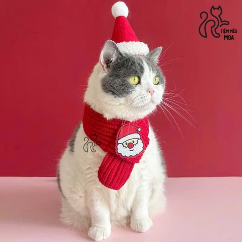 [NOEL 4] Khăn quàng cổ noel đỏ cho thú cưng - Phụ kiện đeo cổ - Tiệm Mèo Moa