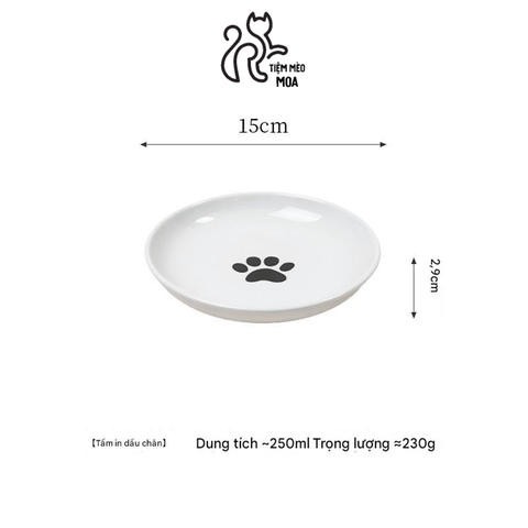 Dĩa ăn bằng sứ có đế rời chống gù cho thú cưng - Tiệm Mèo Moa
