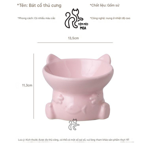 Chén sứ chống gù lưng có đế chống trượt cho thú cưng - Chén ăn cho thú cưng - Tiệm Mèo Moa