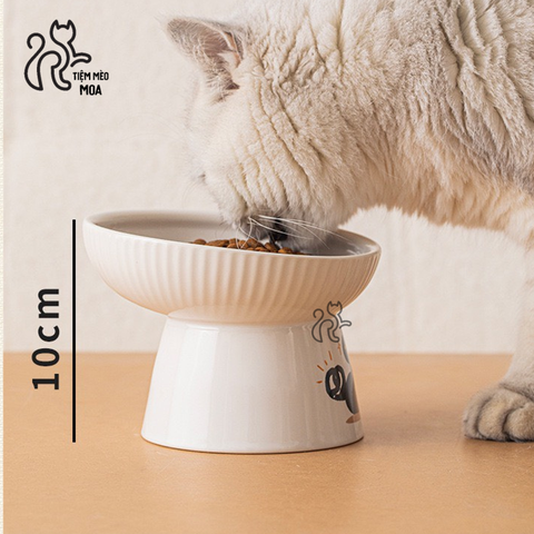 Chén sứ Mèo đen chống gù bảo vệ cột sống cho thú cưng - Tiệm Mèo Moa