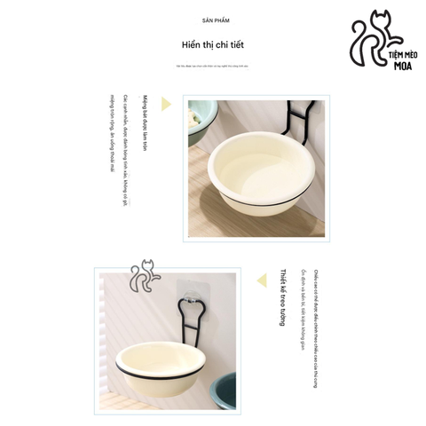 Chén sứ treo/dán tường tiết kiệm diện tích - Chén ăn cho thú cưng - Tiệm Mèo Moa