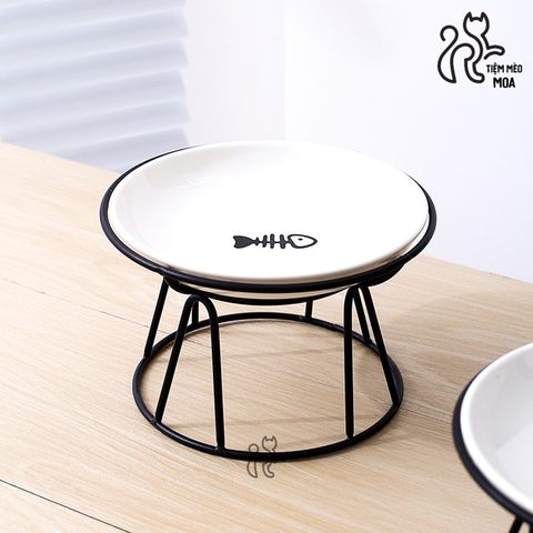 Dĩa ăn bằng sứ có đế rời chống gù cho thú cưng - Tiệm Mèo Moa