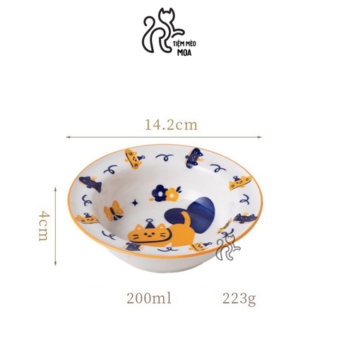 Chén ăn bằng sứ có giá đỡ nhựa cho thú cưng - Tiệm Mèo Moa