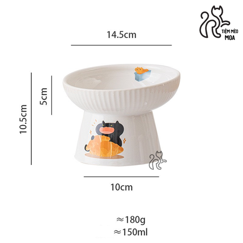 Chén sứ Mèo đen chống gù bảo vệ cột sống cho thú cưng - Tiệm Mèo Moa