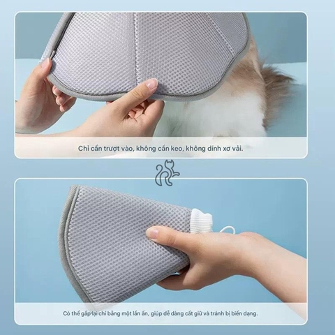 Vòng cổ chống liếm hình cánh hoa xám xốp nhẹ, thoáng khí cho thú cưng - Tiệm Mèo Moa