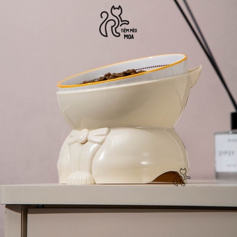 Chén sứ đế nhựa cho thú cưng - Chén ăn chống gù lưng cho thú cưng - Tiệm Mèo Moa
