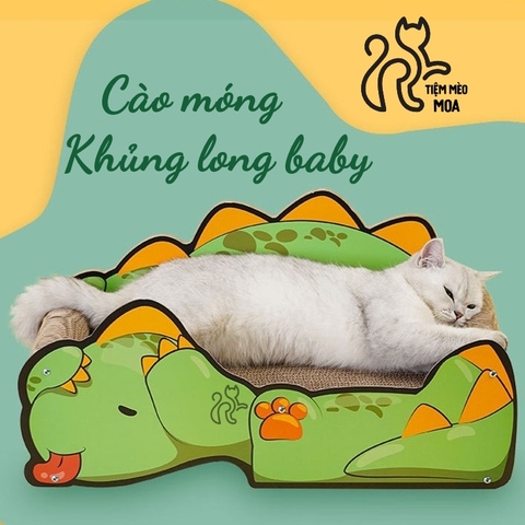 [TỰ LẮP] Cào móng giường nằm bé Khủng Long - Tiệm Mèo Moa