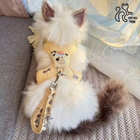 Yếm/ dây dắt gấu nâu cho thú cưng - Tiệm Mèo Moa