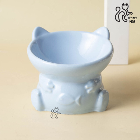 Chén sứ chống gù lưng có đế chống trượt cho thú cưng - Chén ăn cho thú cưng - Tiệm Mèo Moa