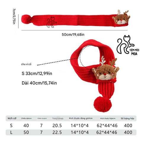 Khăn quàng cổ noel - Phụ kiện giữ ấm cho thú cưng - Tiệm Mèo Moa
