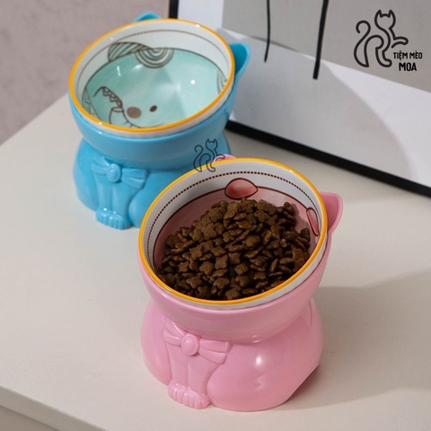 Chén sứ đế nhựa cho thú cưng - Chén ăn chống gù lưng cho thú cưng - Tiệm Mèo Moa