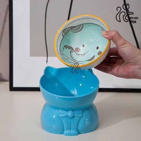 Chén sứ đế nhựa cho thú cưng - Chén ăn chống gù lưng cho thú cưng - Tiệm Mèo Moa