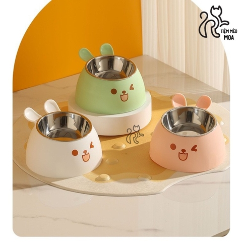 Chén ăn inox thỏ dễ thương cho thú cưng - Tiệm Mèo Moa