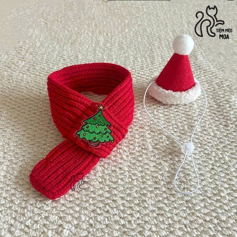 [NOEL 4] Khăn quàng cổ noel đỏ cho thú cưng - Phụ kiện đeo cổ - Tiệm Mèo Moa