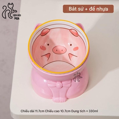 Chén sứ đế nhựa cho thú cưng - Chén ăn chống gù lưng cho thú cưng - Tiệm Mèo Moa