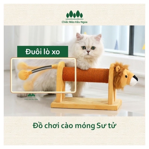 Đồ chơi cào móng dây thừng cho mèo hình thú dễ thương ĐUÔI LÒ XO VÀ BANH LỤC LẠC - Chiếc Mèo Kêu Ngoa