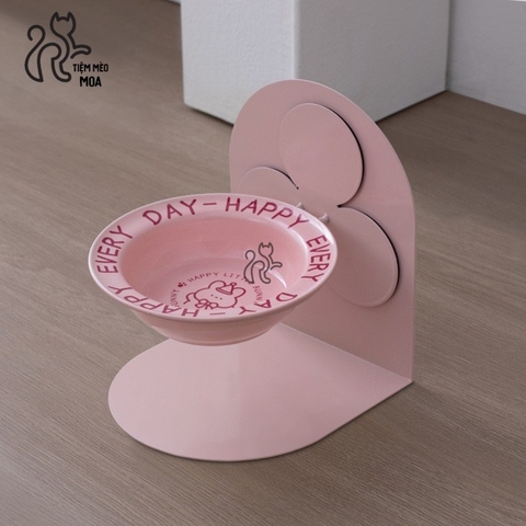 Chén bay - đế nam châm - Chén ăn bằng gốm sứ có thể điều chỉnh độ cao chống gù lưng cho mèo - Tiệm Mèo Moa
