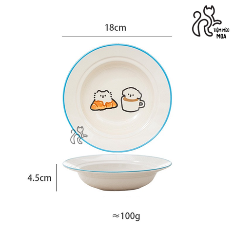 Dĩa sứ sâu lòng đựng thức ăn cho thú cưng - Dĩa ăn cho thú cưng - Tiệm Mèo Moa