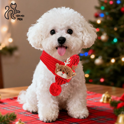 Khăn quàng cổ noel - Phụ kiện giữ ấm cho thú cưng - Tiệm Mèo Moa