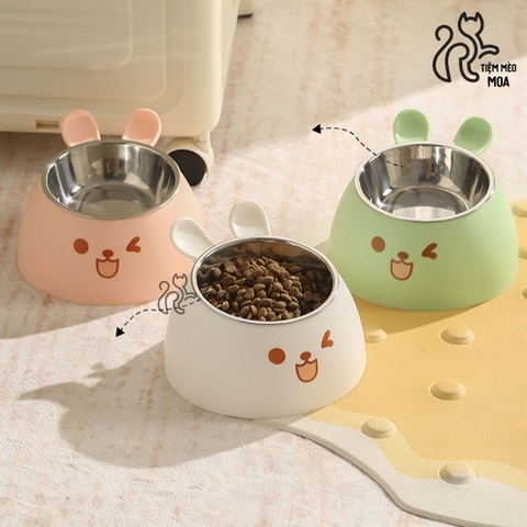 Chén ăn inox thỏ dễ thương cho thú cưng - Tiệm Mèo Moa