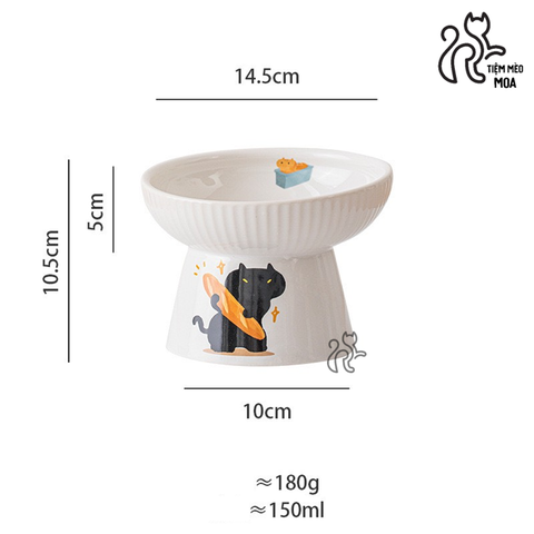 Chén sứ Mèo đen chống gù bảo vệ cột sống cho thú cưng - Tiệm Mèo Moa