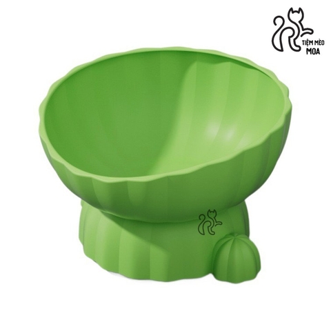 Chén nhựa cây xương rồng - Đế có thể tháo rời - Chén ăn chống gù lưng cho mèo - Tiệm Mèo Moa