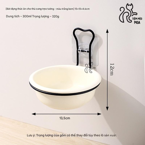 Chén sứ treo/dán tường tiết kiệm diện tích - Chén ăn cho thú cưng - Tiệm Mèo Moa