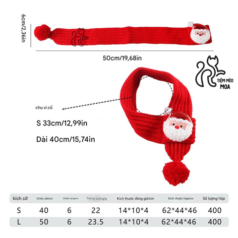 Khăn quàng cổ noel - Phụ kiện giữ ấm cho thú cưng - Tiệm Mèo Moa