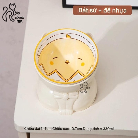 Chén sứ đế nhựa cho thú cưng - Chén ăn chống gù lưng cho thú cưng - Tiệm Mèo Moa