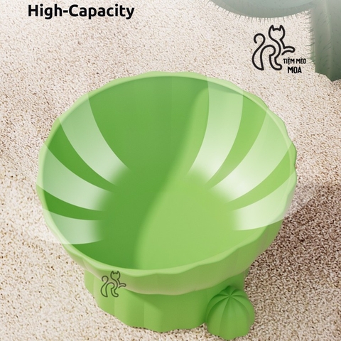Chén nhựa cây xương rồng - Đế có thể tháo rời - Chén ăn chống gù lưng cho mèo - Tiệm Mèo Moa