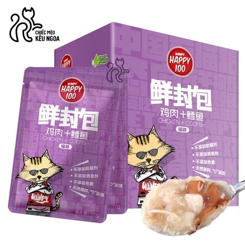 Pate Wanpy Happy 100 Cho Mèo Gói 70g - Pate Cho Mèo 6 Vị - Tiệm Mèo Moa