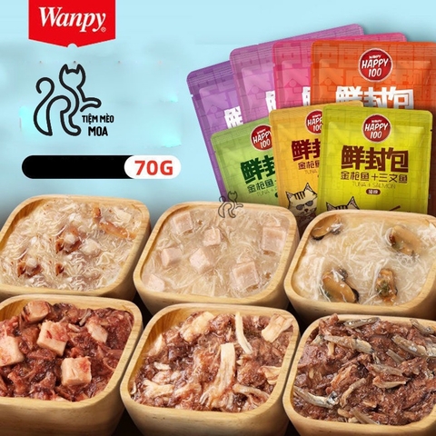 Pate Wanpy Happy 100 Cho Mèo Gói 70g - Pate Cho Mèo 6 Vị - Tiệm Mèo Moa
